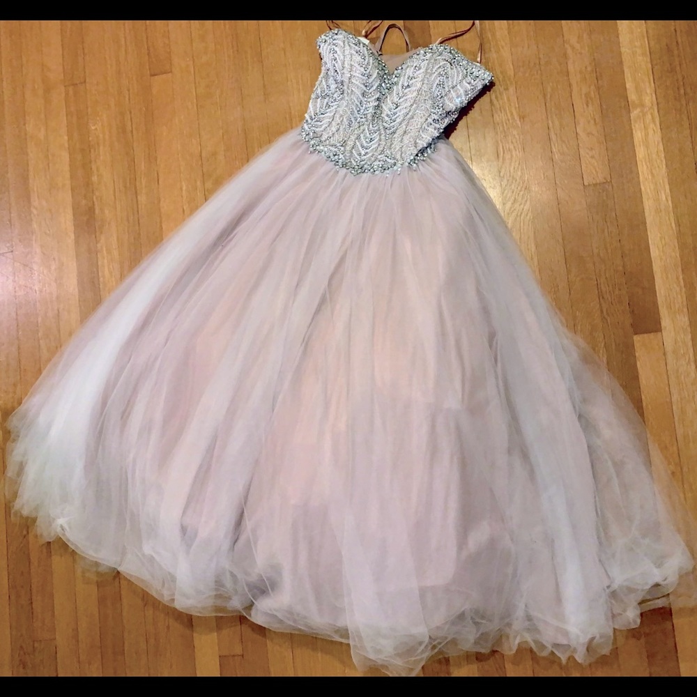 Strapless corset plus size prom dress